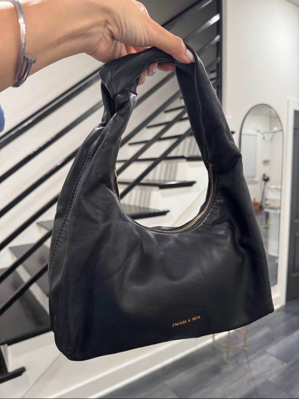 CHARLES & KEITH Black Leather Shoulder Bag